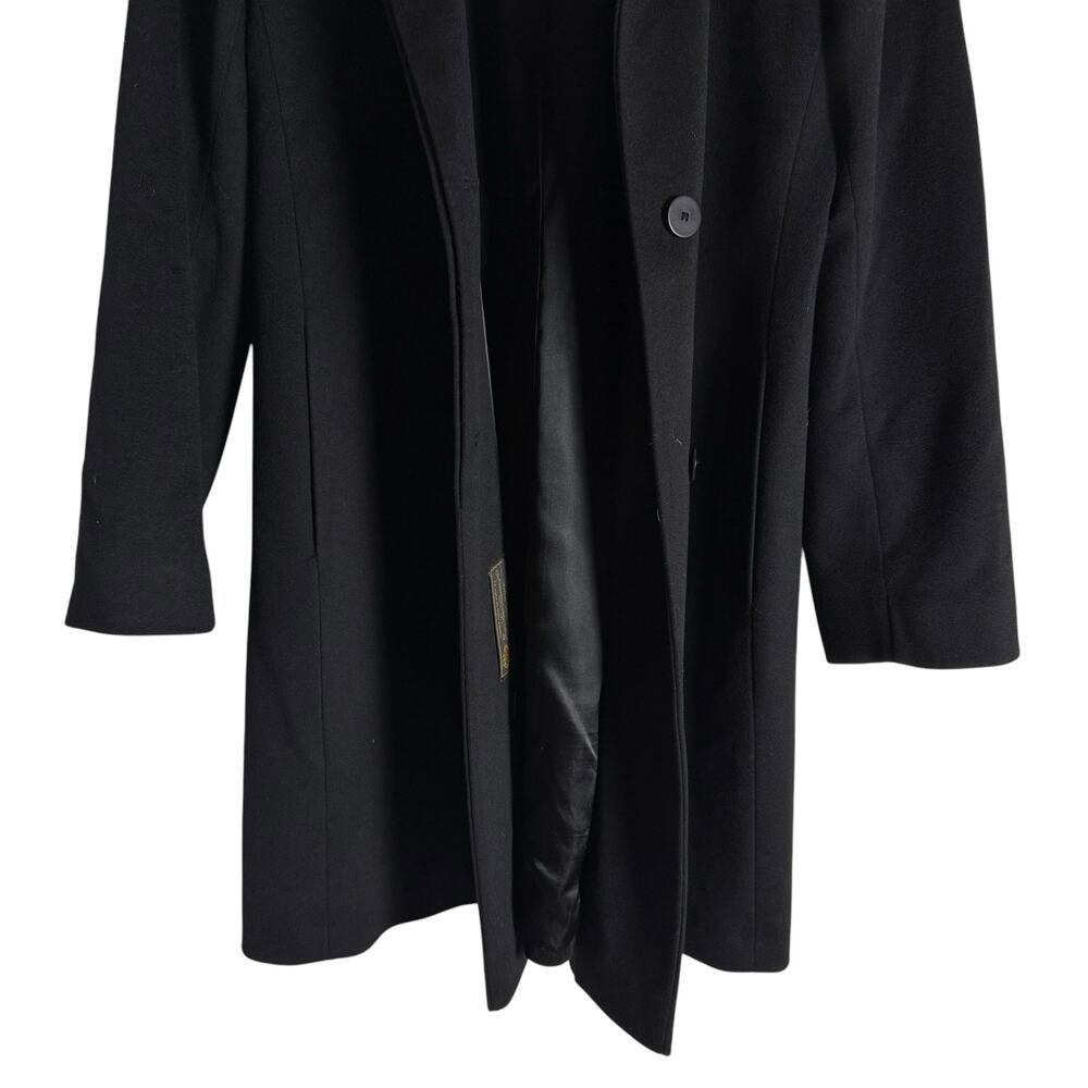 Fleurette Loro Piana Italian Wool Black Fox Fur Trim Collar Coat Size 10 - Picture 9 of 16